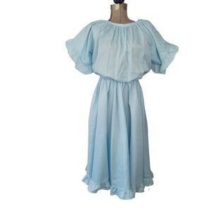 Light Blue Women’s Ruffled Midi Dress